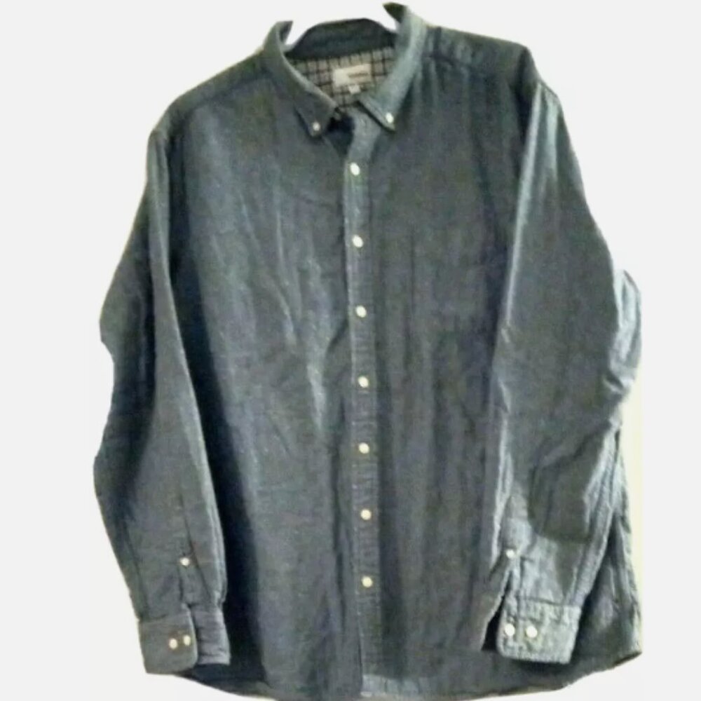 Sonoma Shirt Men 2XL Blue Button Down Long Sleeve Flip Cuff Plaid Lined